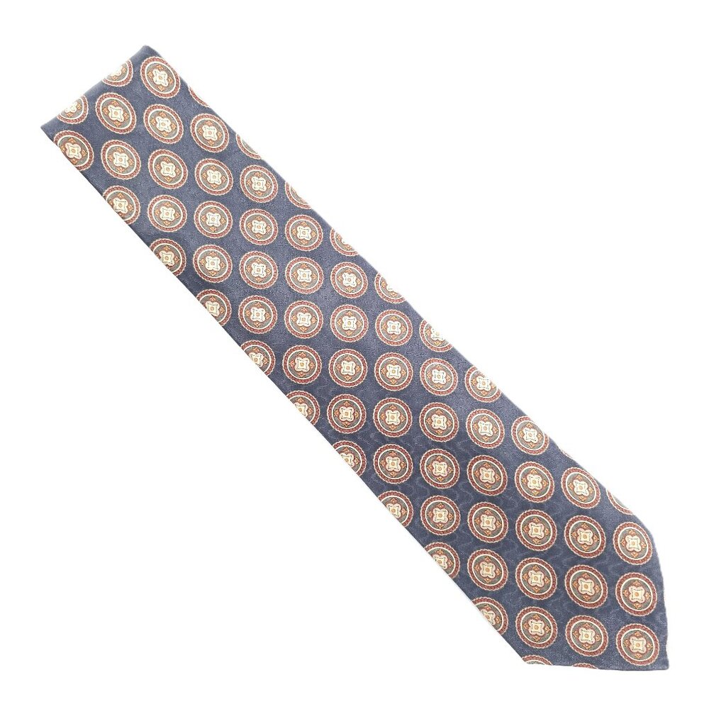 Jos. A. Bank Men Necktie 100% Silk Geometric Blue Brown Beige 61x3.5 - NWOT